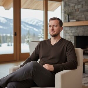 Vintage Ben Sherman Pullover Thin V-neckline Cotton Sweater Brown Size XL